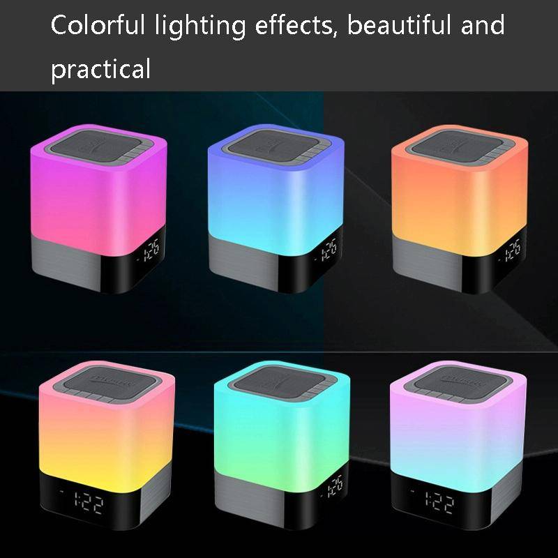 MUSKY Wireless Bluetooth Speaker Bedside Alarm Clock Touch Sensor Night Lamp Mini Speaker(Colorfu...