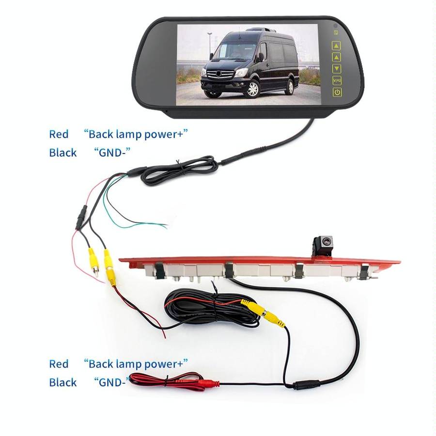 PZ468 Car Waterproof 170 Degree Brake Light View Camera + 7 inch Rearview Monitor for Mercedes-Be...