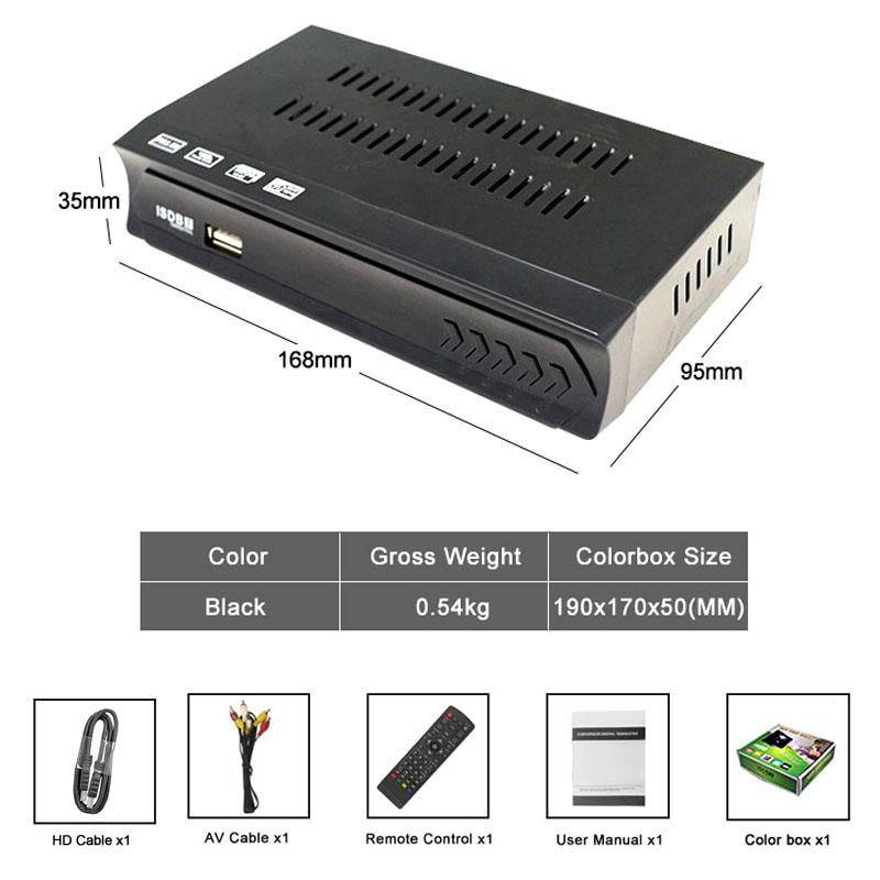 ISDB-T Satellite TV Receiver Set Top Box with Remote Control, For South America, Philippine(EU Plug)