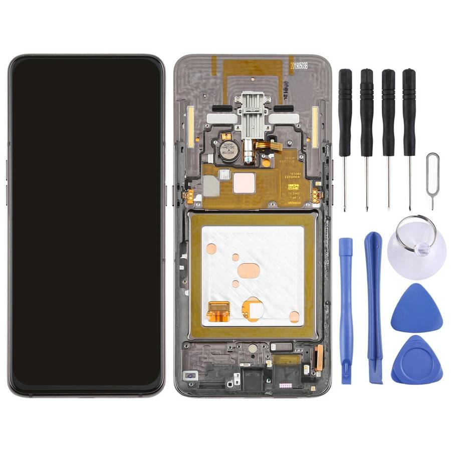 Original Super AMOLED LCD Screen for Galaxy A80 Digitizer Full Assembly with Frame (Black)