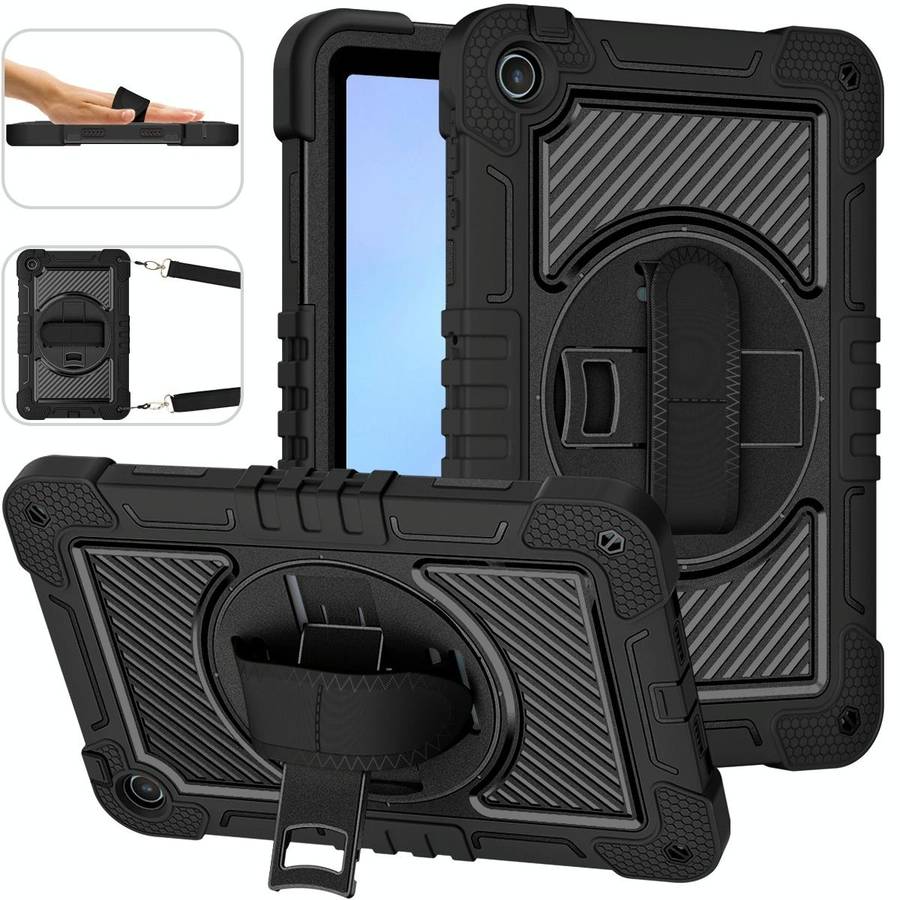 For Huawei MatePad SE 10.4 360 Degree Rotation PC Contrast Silicone Tablet Case(Black)
