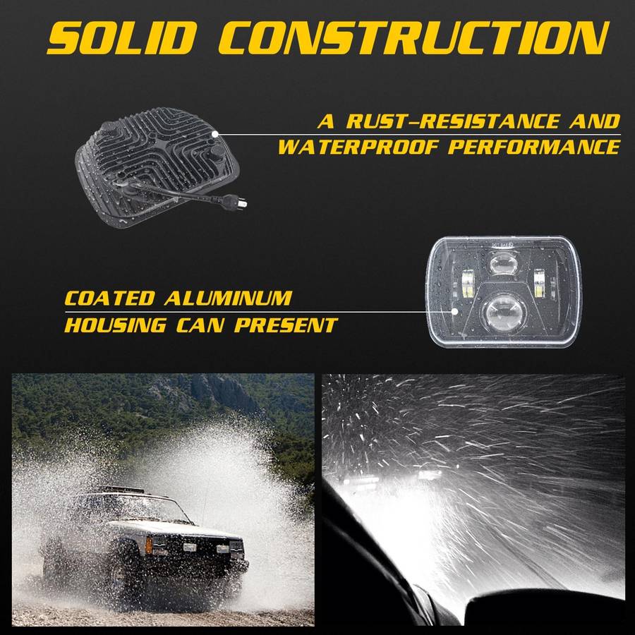 7 inch(5X7)/(7X6) H4 DC 9V-30V 3500LM 35W Car Square Shape LED Headlight Lamps for Jeep Wrangler