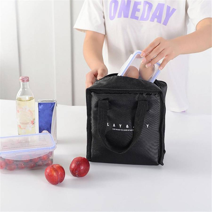 Multifunctional Portable Insulated Lunch Box Bag(Lunch White Stripes)