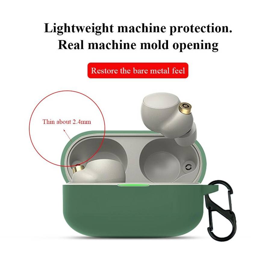 For Sony WF-1000XM4 Wireless Earphone Silicone Protective Case(Dark Green)