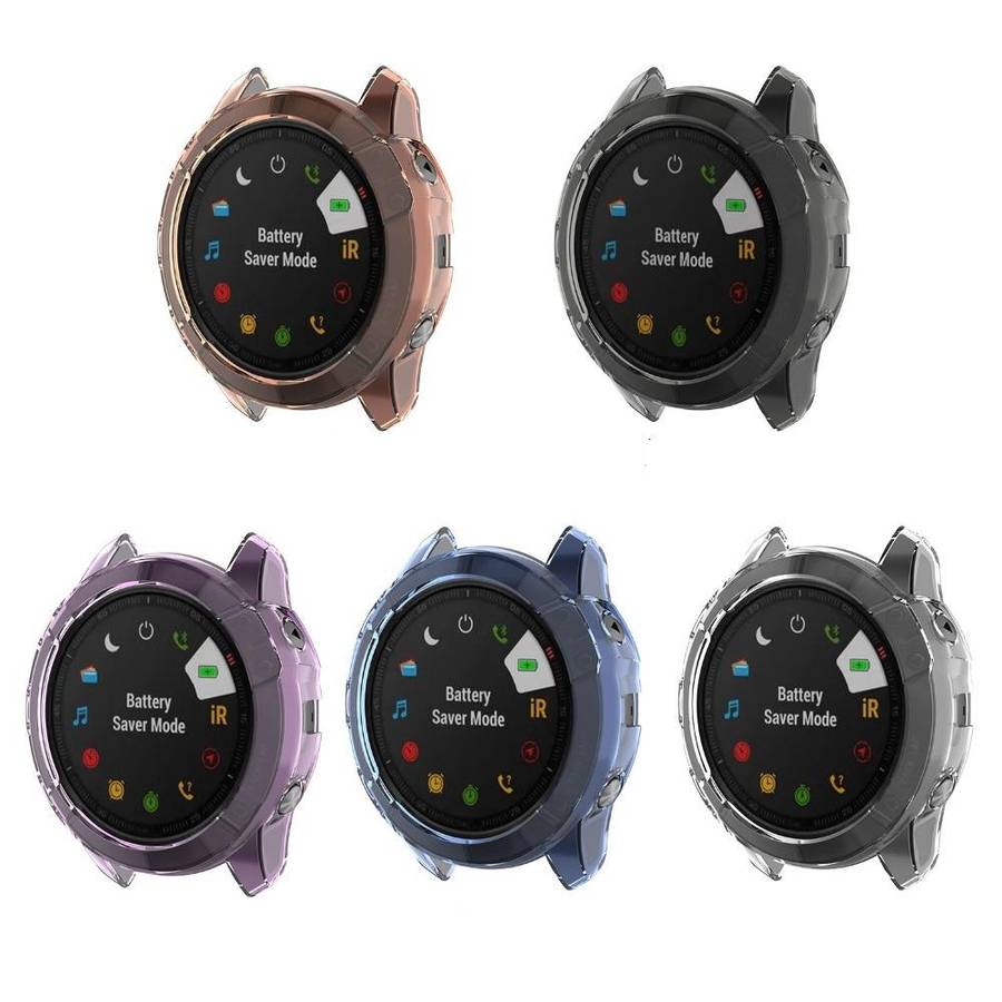For Garmin Fenix 6X / 6X Pro Smart Watch Half Coverage TPU Protective Case(Transparent Black)