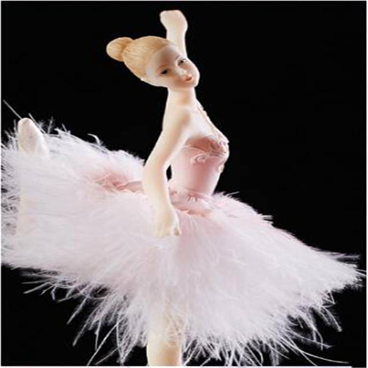Elegant Refined Ballerina Dance Carousel Music Box Barbie Feather Music Box(Pink)