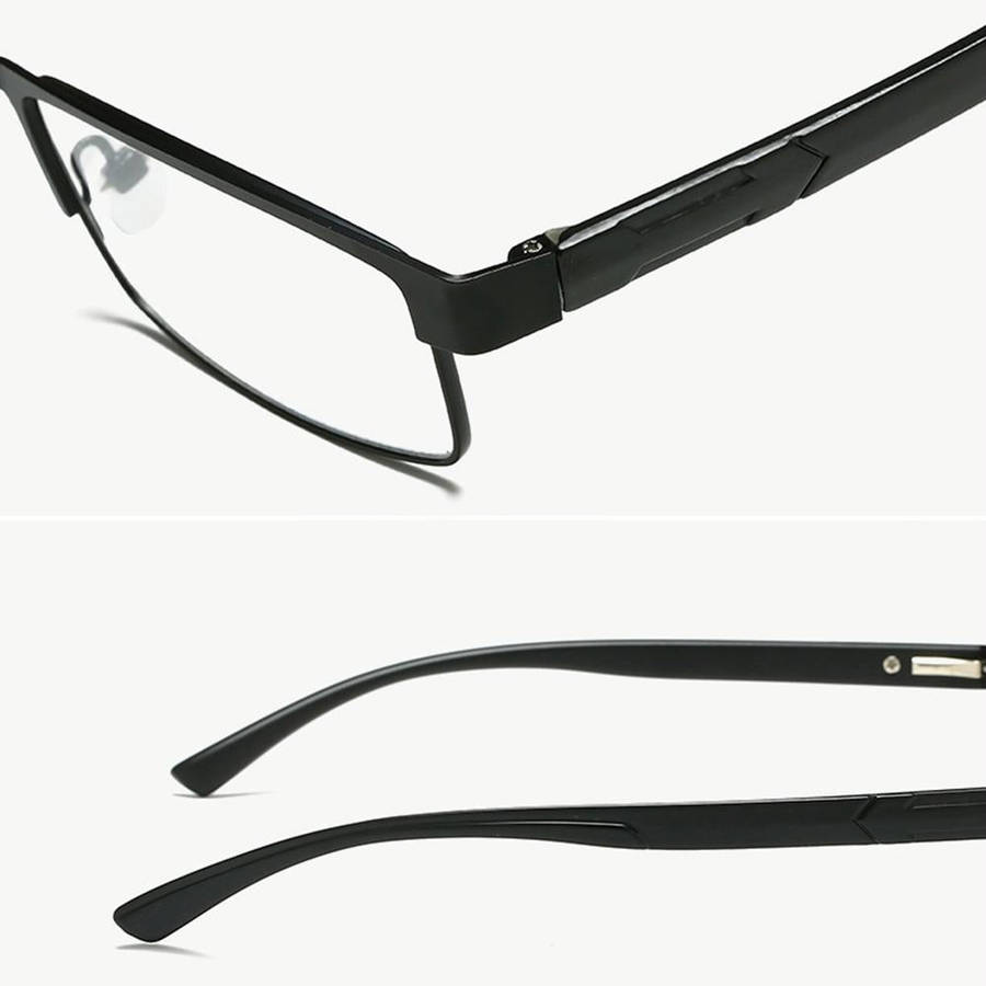 Simple Matel Frame Reading Glasses Hyperopia Eyeglasses +2.00D(Matte Black)