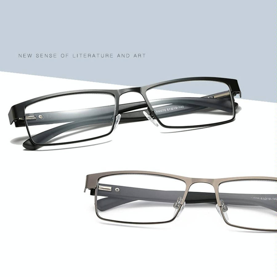 Simple Matel Frame Reading Glasses Hyperopia Eyeglasses +2.50D(Gun-color)