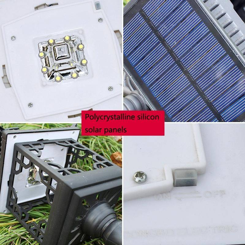 8 LED Solar Outdoor House Appearance Lawn Garden Decoration Light(Black Floor Lamp)