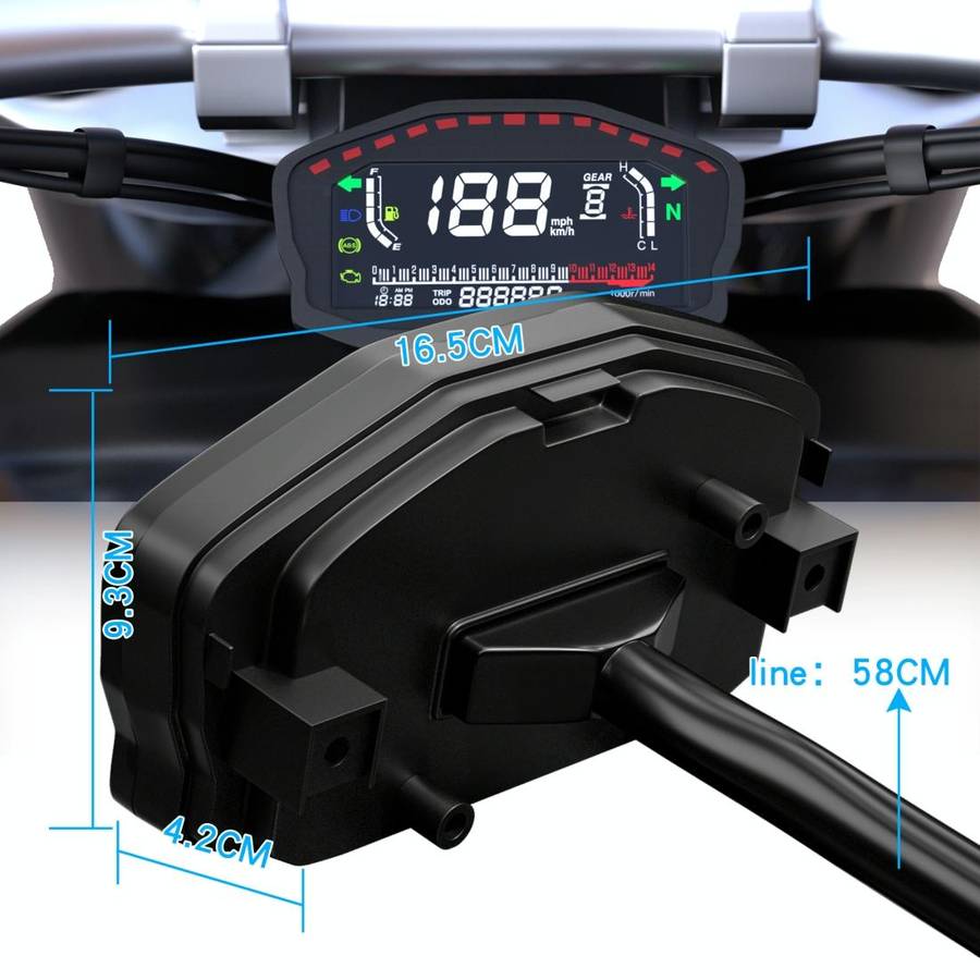 CS-1089A1 Motorcycle Modified Multi-function LCD Color Screen Odometer Tachometer