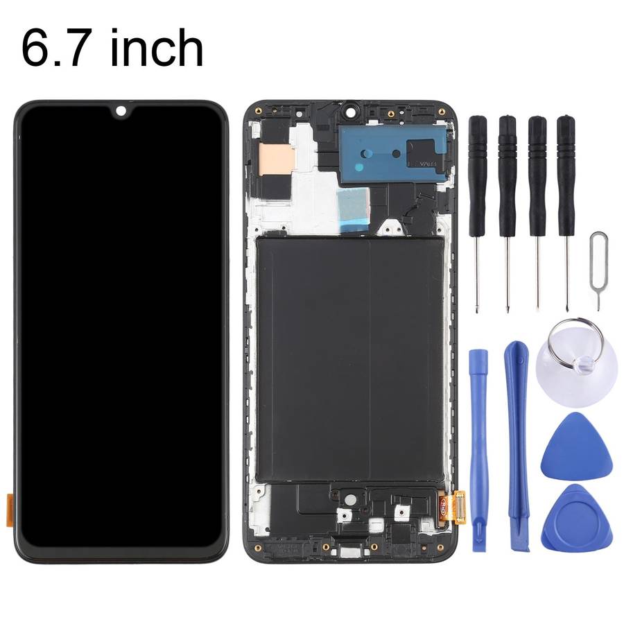 OLED LCD Screen for Samsung Galaxy A70 SM-A705 Digitizer Full Assembly with Frame (6.7 inch)(Black)