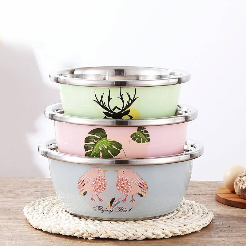 3 PCS / Set SiGang Stainless Steel Cartoon Thickened Seasoning Tank Cooking Wash Basin(22cm+24cm+...