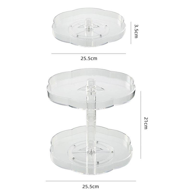 Kitchen Transparent Rotatable Condiment Storage Turntable Double-Layer Multi-Function Shelf