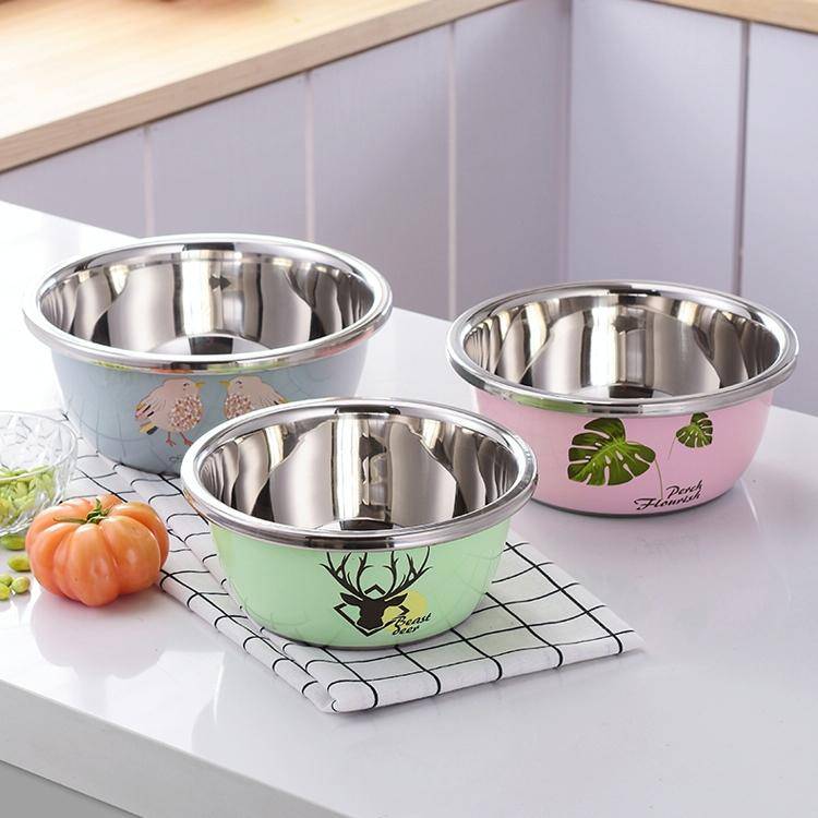 3 PCS / Set SiGang Stainless Steel Cartoon Thickened Seasoning Tank Cooking Wash Basin(22cm+24cm+...