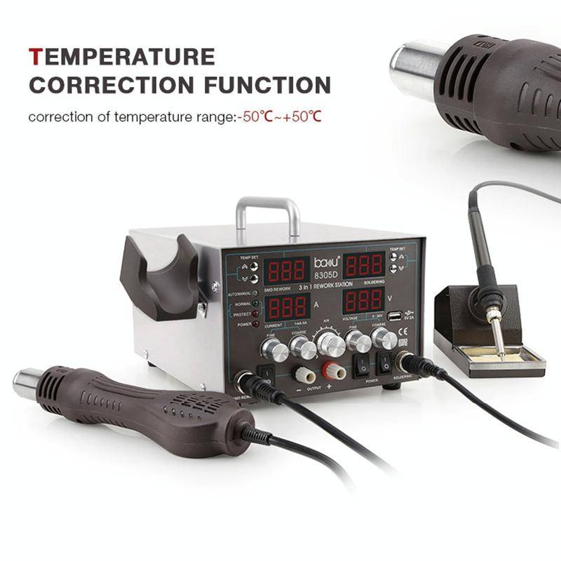 BAKU ba-8305D 220V 3 in 1 4 Digital Display Hot Air Gun Set, EU Plug