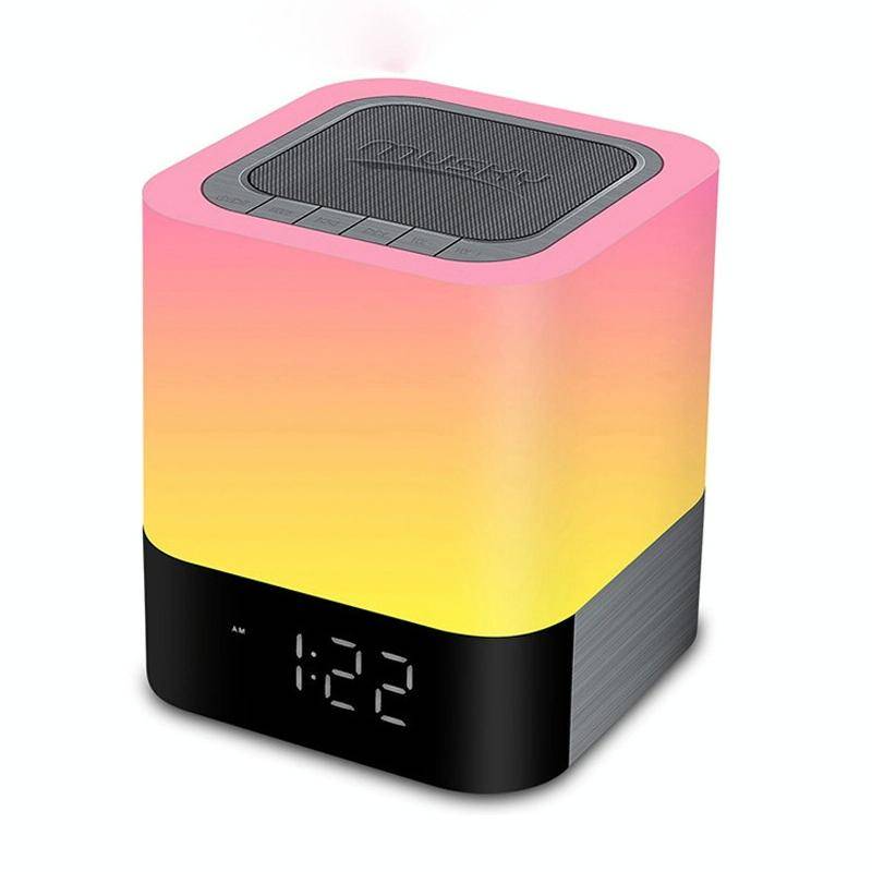 MUSKY Wireless Bluetooth Speaker Bedside Alarm Clock Touch Sensor Night Lamp Mini Speaker(Colorfu...