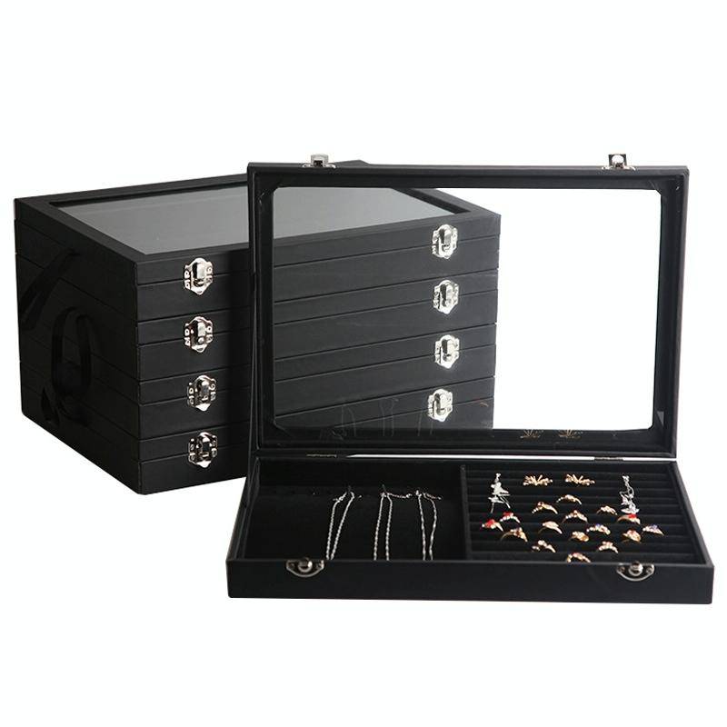 Jewelry Accessories Storage Box Jewelry Case Transparent Ring Bracelet Display Case, Color: 24 Gr...