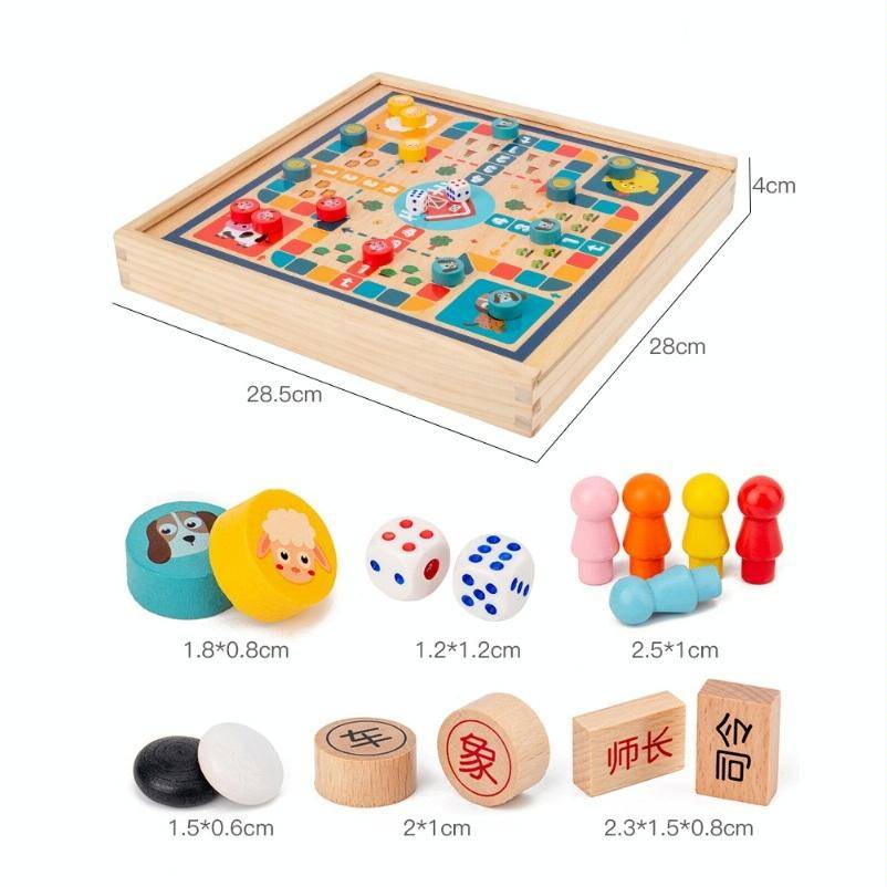 Children Wooden Multifunctional Parent-Child Interactive Puzzle Board Toy, Set Specification: 6 I...