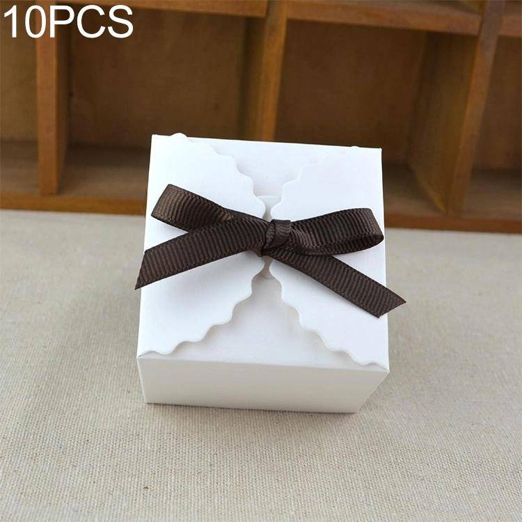 10 PCS Retro Mini Kraft Paper Box DIY Wedding Favor Gift Box Small Cake Box(White)