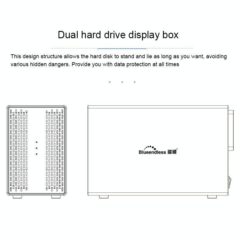 Blueendless USB-B Interface 3.5 inch 2 Bay RAID Combination Array HDD External Enclosure (US Plug)