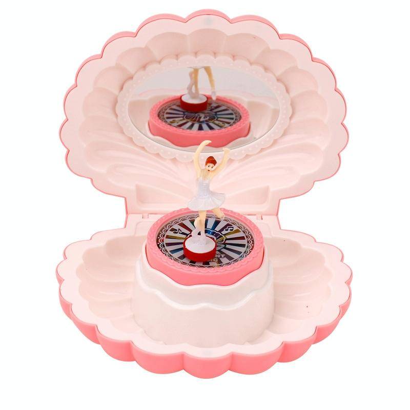 Shell Dancing Girl Flash Music Box Jewelry Storage Box(K0633 White)