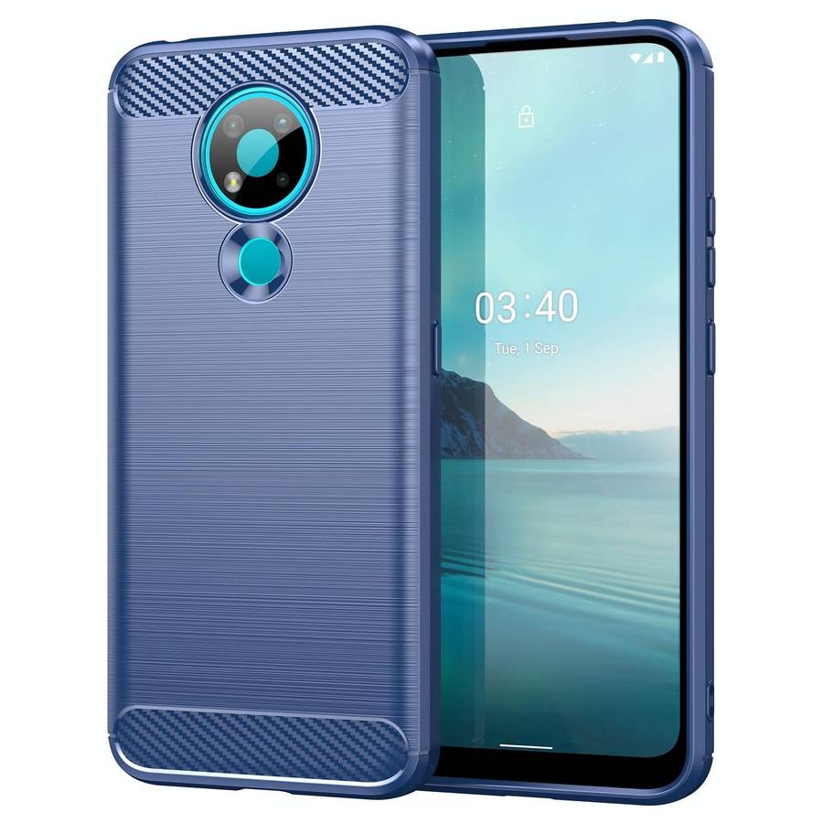 For Nokia 3.4 Brushed Texture Carbon Fiber TPU Phone Case(Blue)
