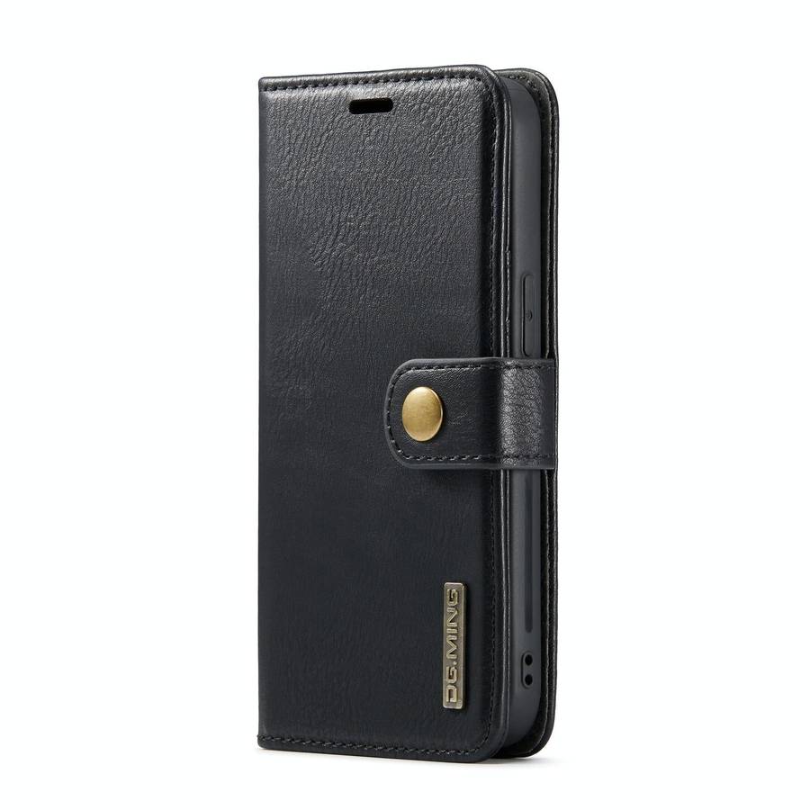 For iPhone 14 Pro Max DG.MING Crazy Horse Texture Detachable Magnetic Leather Case(Black)