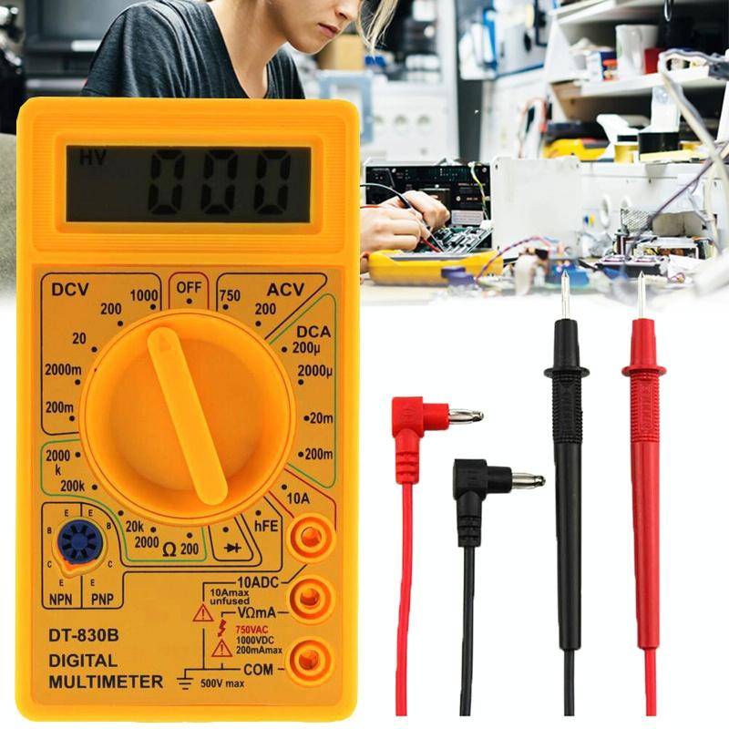 DT-830B Handheld Digital Multimeter Ammeter Voltmeter Digital Display Universal Tester Meter(Yellow)