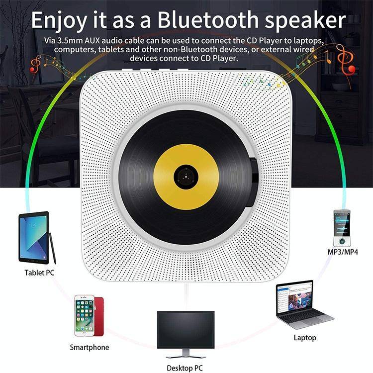 The Second Generation Portable Digital Display Bluetooth Speaker CD Player with Remote Control (W...