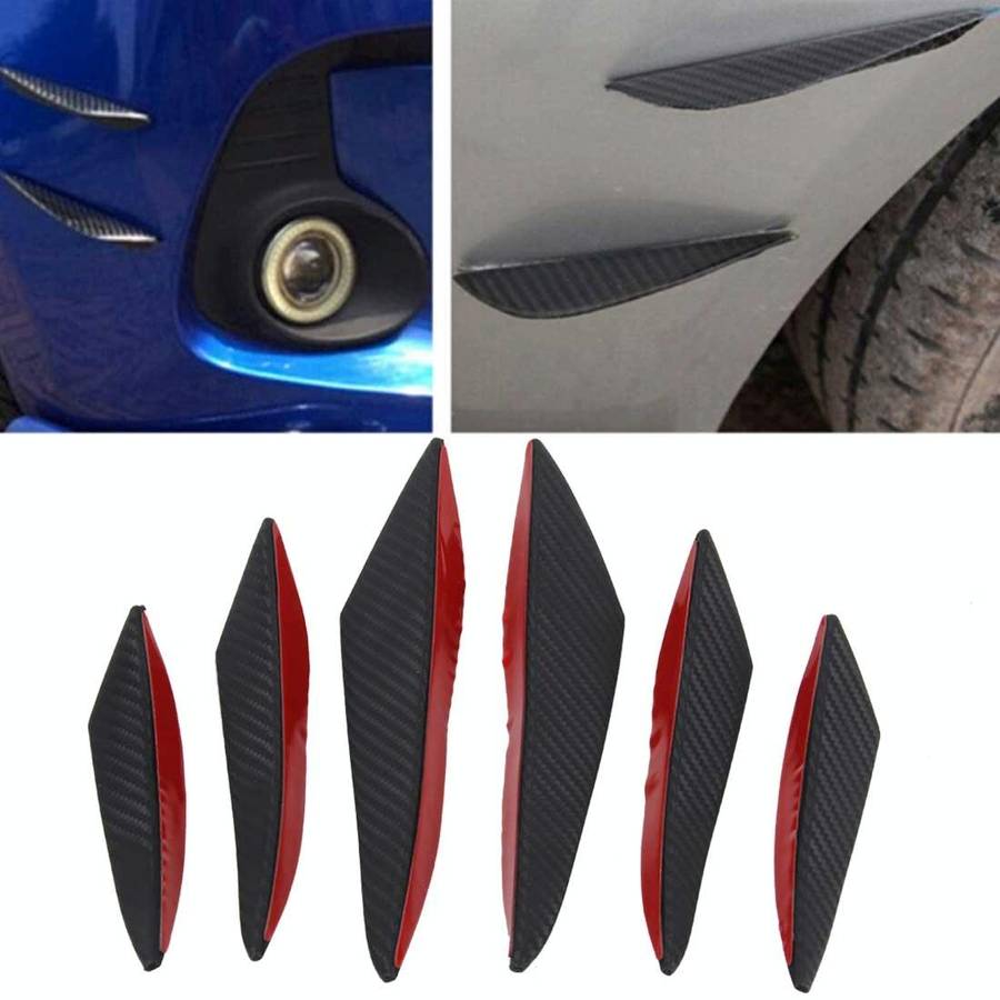 6 PCS Universal Carbon Fiber Style Car Front Bumper Body Spoiler Lip Splitter Protector Bar Strip...