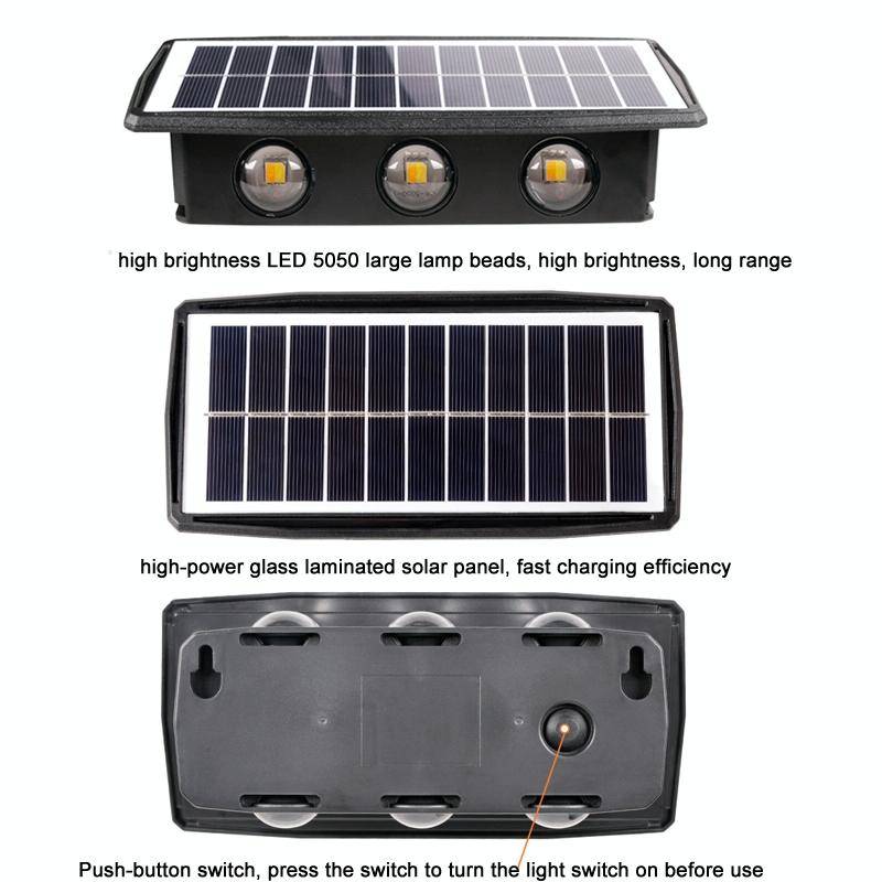 4LED Solar Wall Lamp Outdoor Waterproof Up And Down Double-headed Spotlights(White Light)