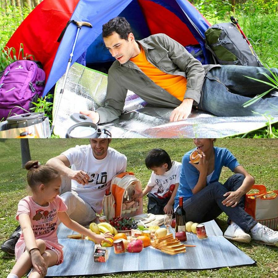 7mm Thickening of Double Aluminum Moisture Pad / Camping Sleeping Pad, Size: 200cm x 200cm(Blue)