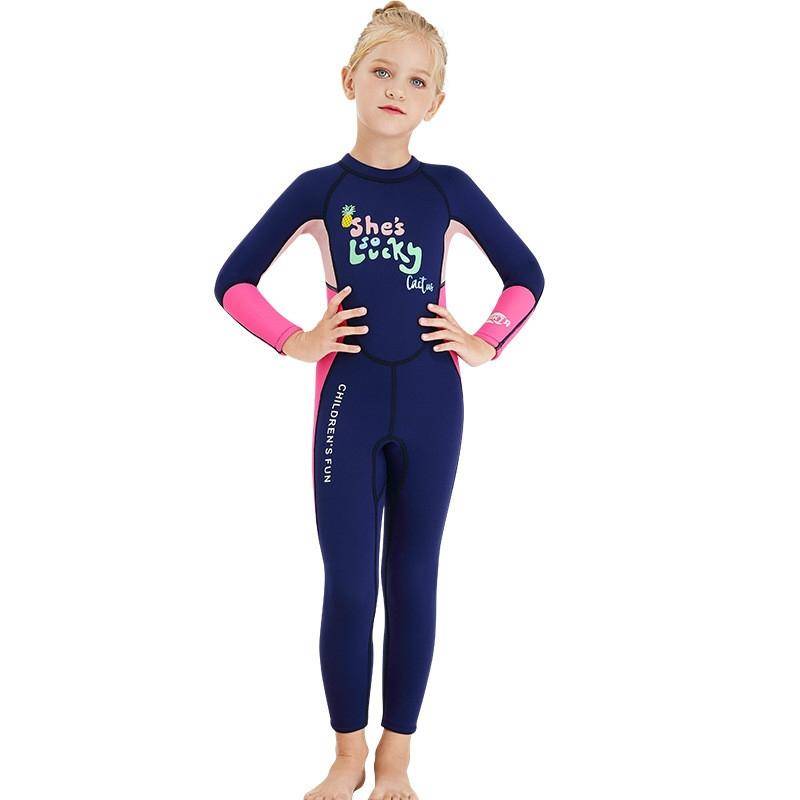 DIVE&SAIL Children Warm Swimsuit One-piece Wetsuit Long Sleeve Cold-proof Snorkeling Surfing Suit...