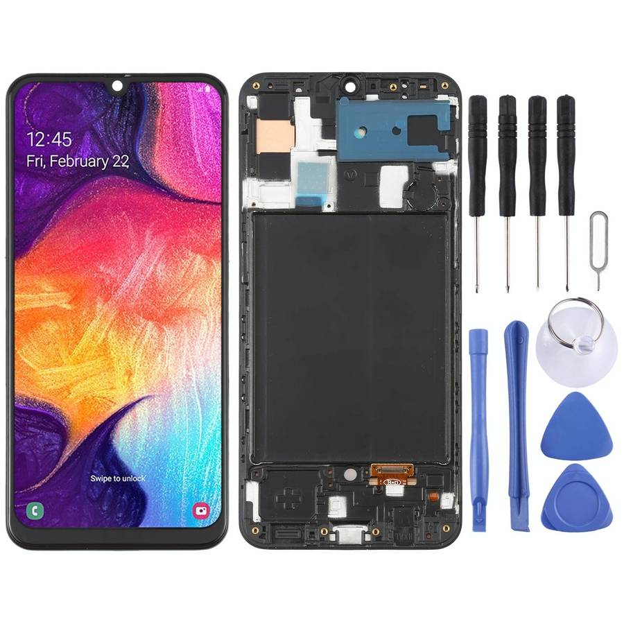 6.36 inch OLED LCD Screen for Samsung Galaxy A50 SM-A505 Digitizer Full Assembly with Frame (Black)