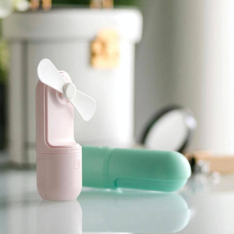 USB Charging Handheld Mini Folding Fan Desktop Fan(Pink)