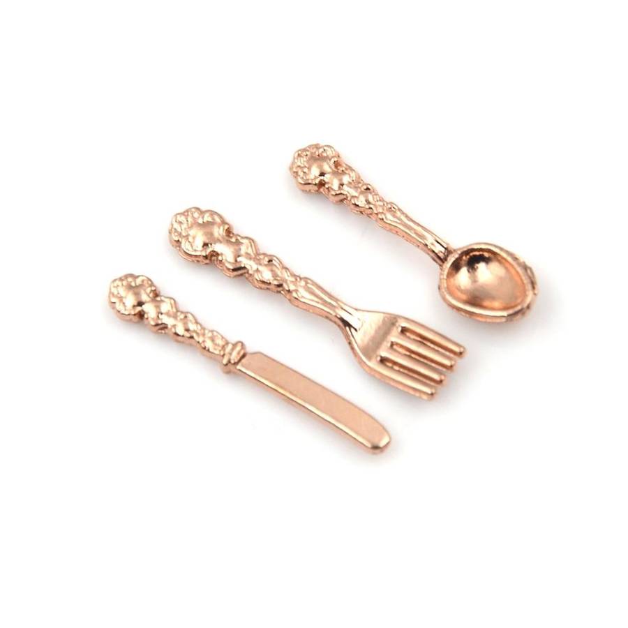 12 PCS / Set Simulation Kitchen Food Furniture Toys Dollhouse Miniature Accessories 1:12 Fork Kni...
