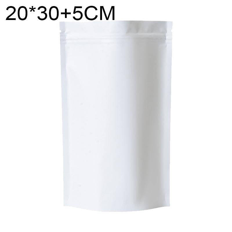 100 PCS/Set Matte Aluminum Foil Snack Stand-up Pouch, Size:20x30+5cm(White)