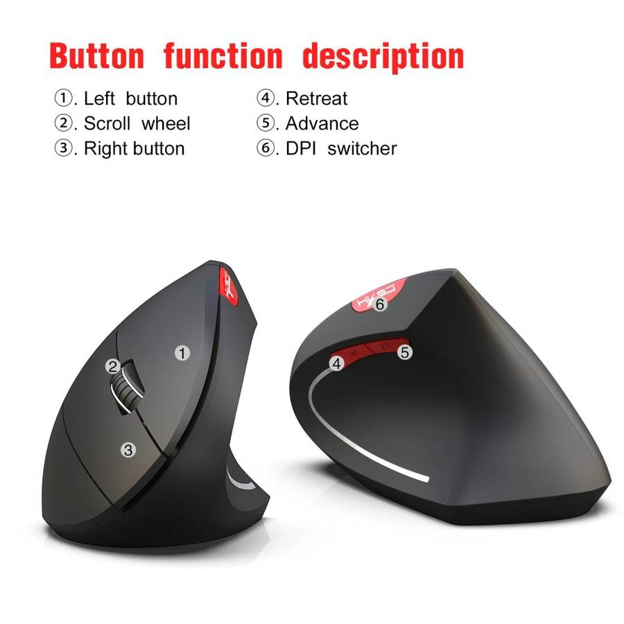 HXSJ T29 Bluetooth 3.0 Wireless Bluetooth 6-Keys 2400 DPI Adjustable Ergonomics Optical Vertical ...