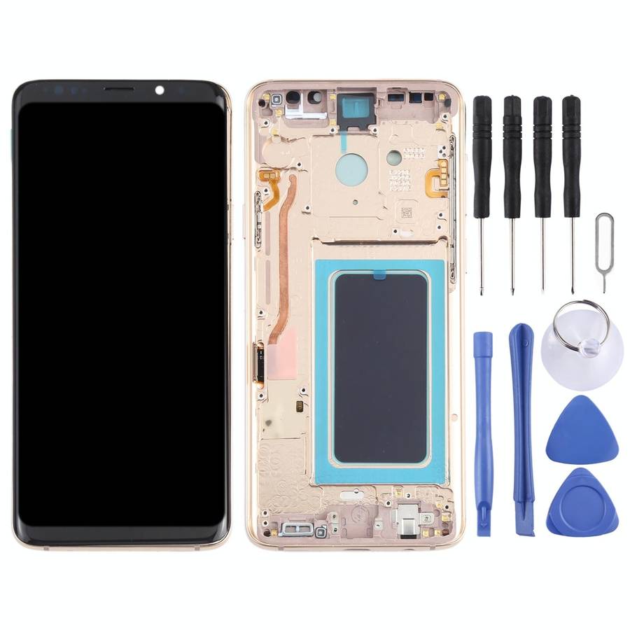 OLED LCD Screen for Samsung Galaxy S9+ SM-G965 Digitizer Full Assembly with Frame (Gold)