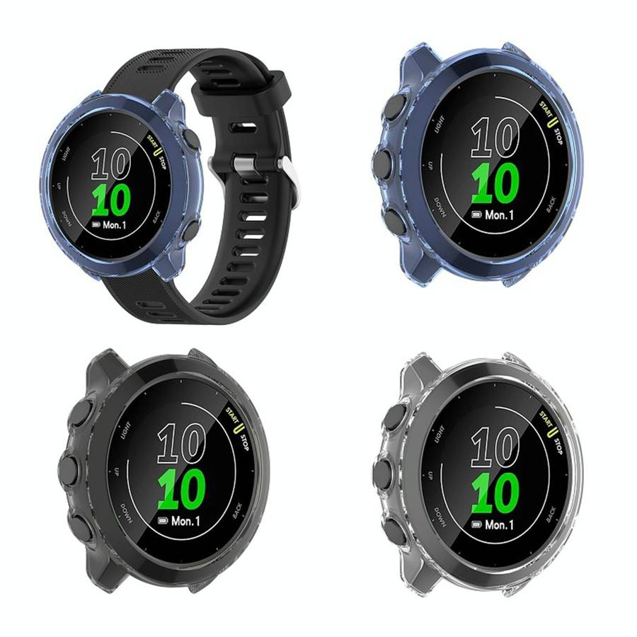 For Garmin Forerunner 158 / 55 Half Coverage Hollowed TPU Protective Case(Transparent Black)