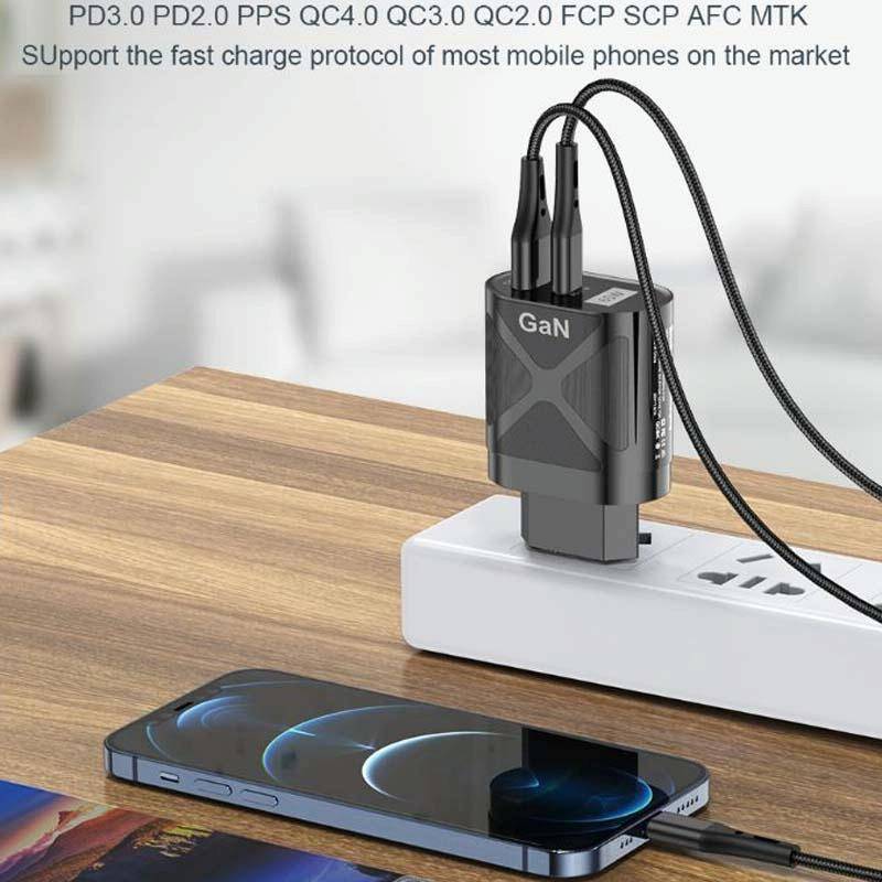 65W GAN PD + QC3.0 Fast Charger Phone Notebook Computer Universal Charging Head, Plug: EU Plug Black