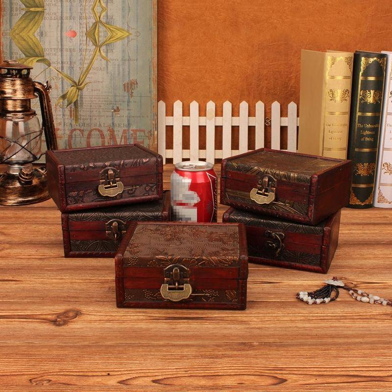 Wooden Vintage Jewelry Box Sorage And Shooting Props, Size: 14.5x11.5x6.5cm(C Grapes)