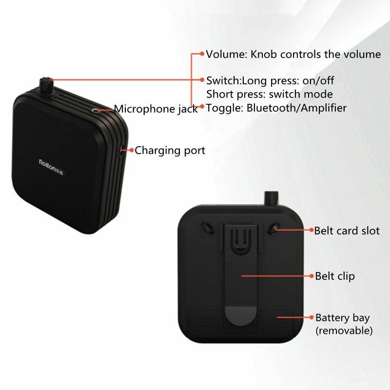 Rolton K600 7.4V Bluetooth Audio Speaker Megaphone Voice Amplifier Without Transmitter(Black)