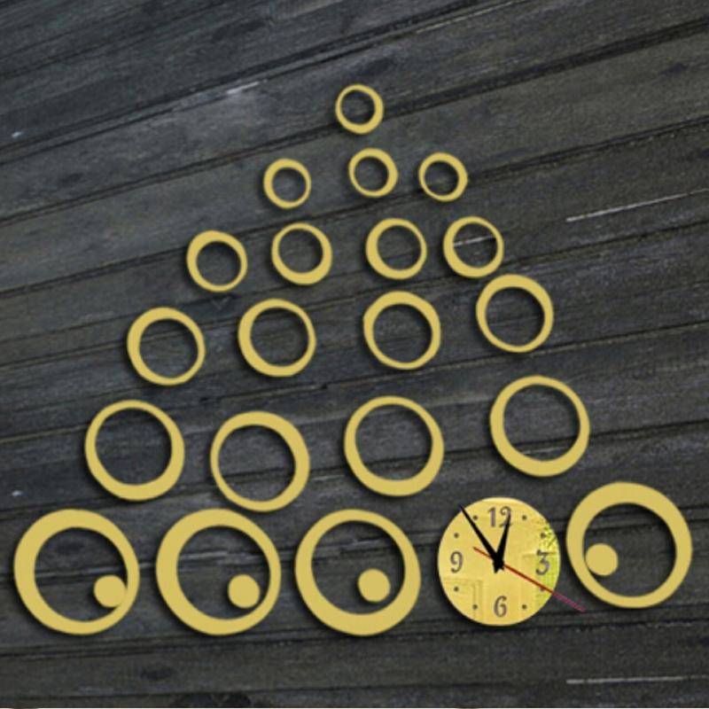 Wall Clock 3D Three-dimensional Acrylic Fashion Mirror Wall Stickers Clock DIY Circle Combination...
