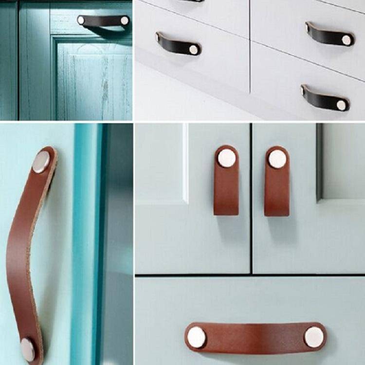 Kitchen Cabinet Wardrobe Leather Door Handle Drawer Pull, Specification:Black 96