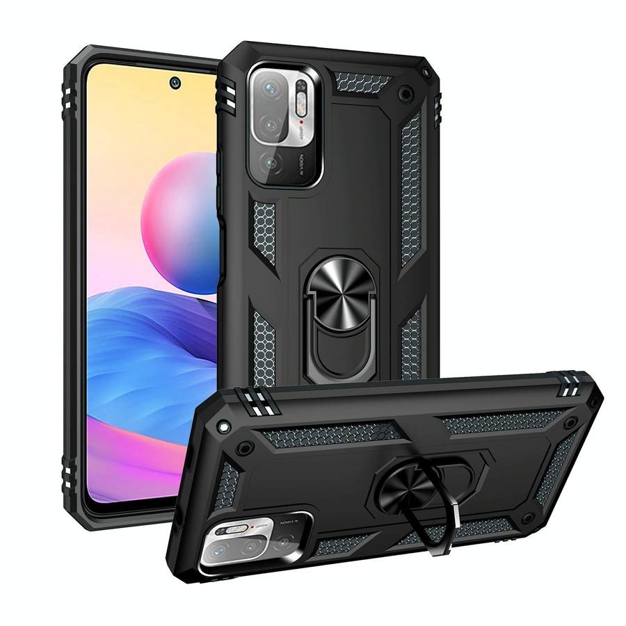 For Xiaomi Redmi Note 10 5G Shockproof TPU + PC Protective Case with 360 Degree Rotating Holder(B...