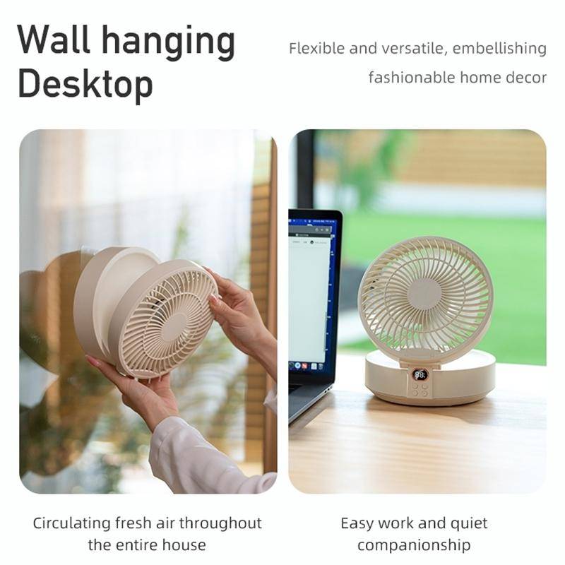 WSK302 4000mAh Swivel Head Wall Mounted Fan with Night Light(Black)