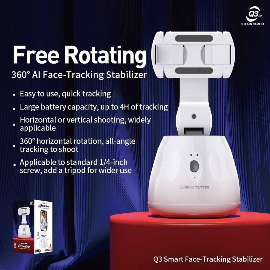 WEKOME Q3 Smart Face Tracking Stabilizer 360-degree Gimbal (White)