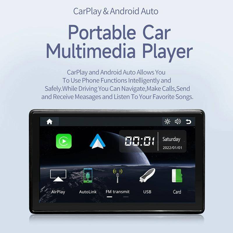 X70-1 Car 7 inch IPS Portable Smart Screen Wireless Screen Projection Carplay Android Auto(Black)