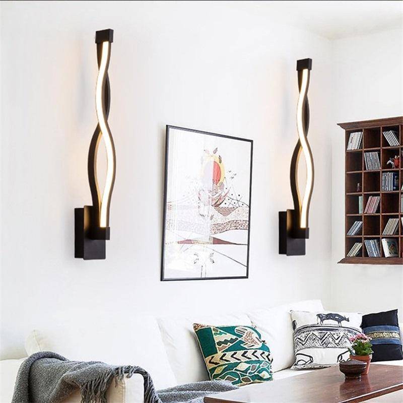 Black Simple Led Aisle Bedroom Bedside Wall Lamp(Warm Light)